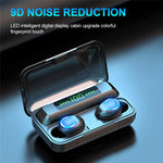 Écouteur Bluetooth TWS F9-9 CVC8.0 à réduction de bruit avec boîte de chargement, support effet d’éclairage tactile & affichage LED batterie à trois écrans & batterie externe & support téléphone & appel HD & assistant vocal, F9-9 noir
