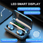 Écouteur Bluetooth TWS F9-9 CVC8.0 à réduction de bruit avec boîte de chargement, support effet d’éclairage tactile & affichage LED batterie à trois écrans & batterie externe & support téléphone & appel HD & assistant vocal, F9-9 noir