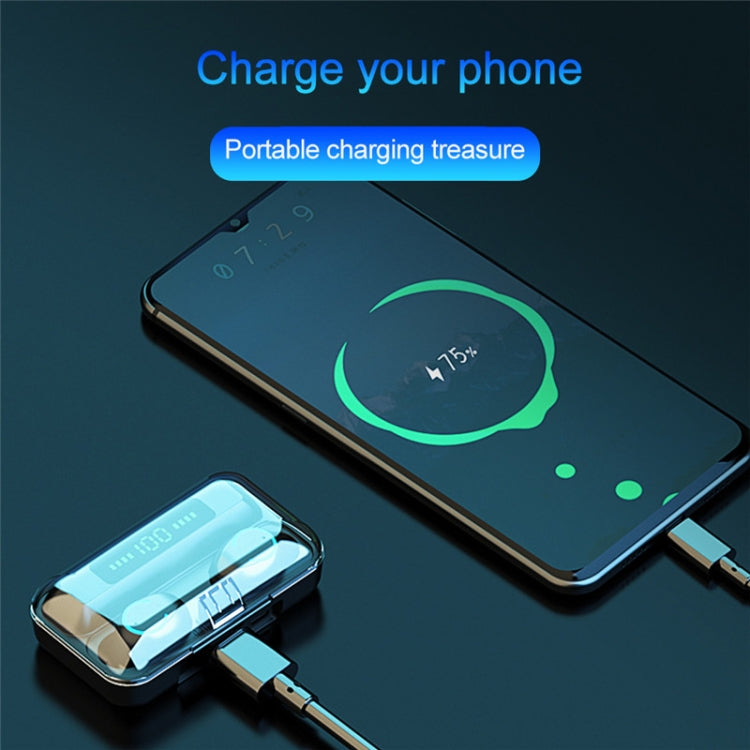 Écouteur Bluetooth TWS F9-9 CVC8.0 à réduction de bruit avec boîte de chargement, support effet d’éclairage tactile & affichage LED batterie à trois écrans & batterie externe & support téléphone & appel HD & assistant vocal, F9-9 noir