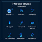 Écouteur Bluetooth TWS F9-9 CVC8.0 à réduction de bruit avec boîte de chargement, support effet d’éclairage tactile & affichage LED batterie à trois écrans & batterie externe & support téléphone & appel HD & assistant vocal, F9-9 noir