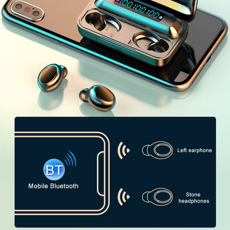 Écouteurs Bluetooth à réduction de bruit à affichage numérique triple écran F9-5C, F9-5C sans sangle noir