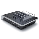 UD09 Support de téléphone de bureau avec chargeur sans fil standard Qi et 4 ports USB, Prise US, Prise US