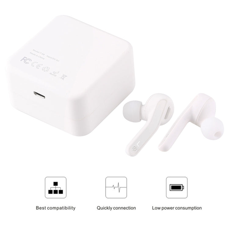 Écouteurs stéréo sans fil Bluetooth V5.0 TWS T-88 avec boîtier de charge magnétique