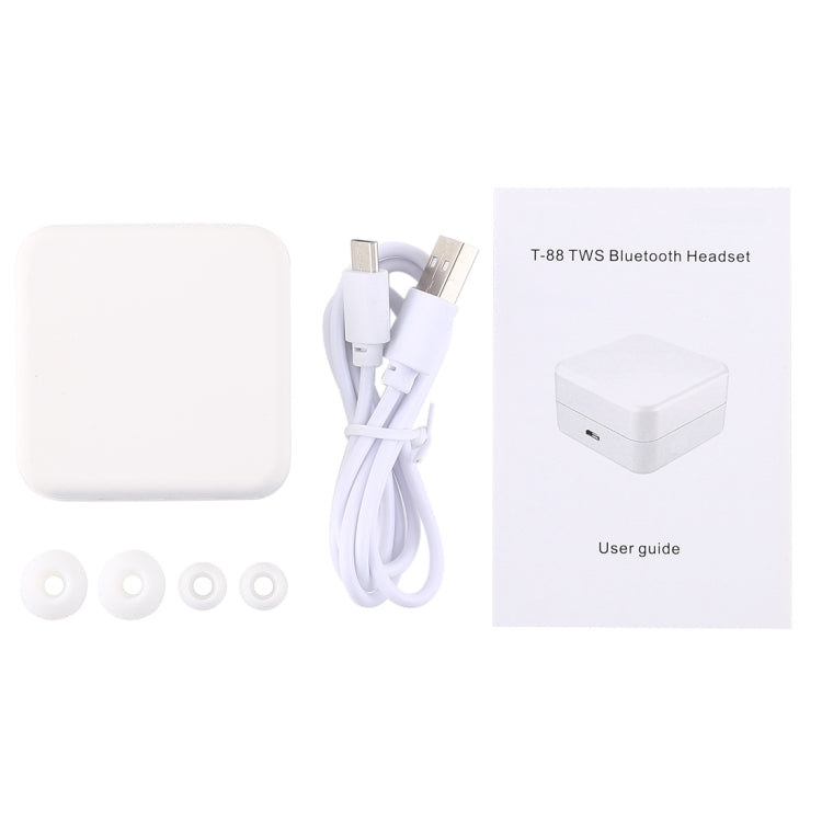 Écouteurs stéréo sans fil Bluetooth V5.0 TWS T-88 avec boîtier de charge magnétique