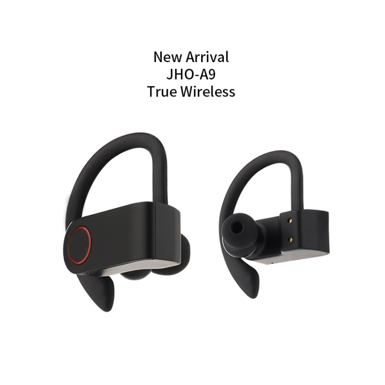 Écouteurs Bluetooth sans fil JHO-A9 TWS de type à suspension auriculaire avec sac de rangement à fermeture éclair intégré et fonction de charge, prend en charge le contrôle vocal, JHO-A9