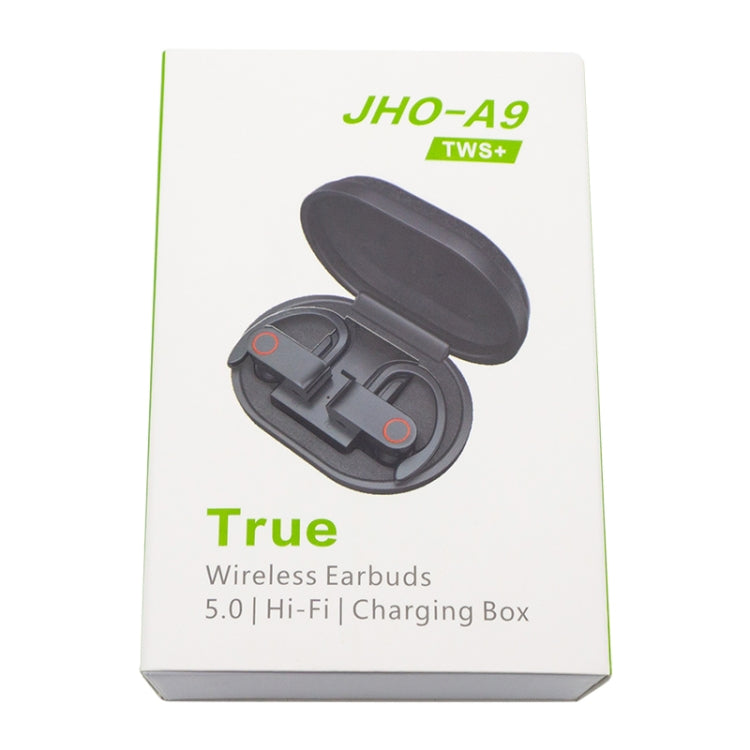 Écouteurs Bluetooth sans fil JHO-A9 TWS de type à suspension auriculaire avec sac de rangement à fermeture éclair intégré et fonction de charge, prend en charge le contrôle vocal, JHO-A9