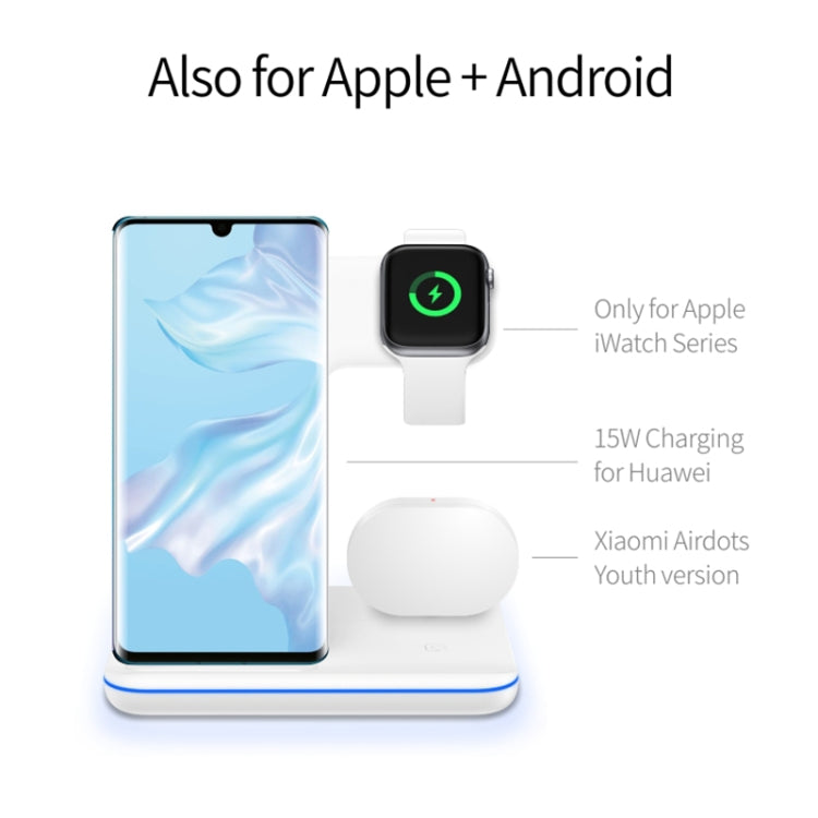 Chargeur sans fil magnétique vertical Z5 Qi pour téléphones mobiles & Apple Watch & AirPods / Xiaomi Redmi AirDots, avec anneau lumineux tactile, Z5