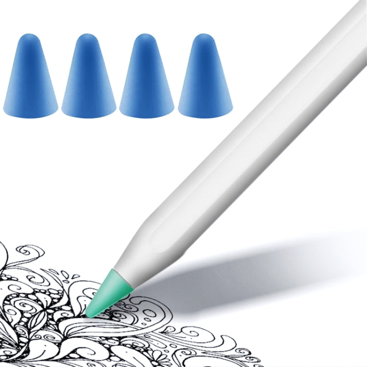 4 capuchons de protection pour Apple Pencil 1/2, antidérapants, silencieux et résistants à l'usure, Transparent, Bleu foncé, Vert menthe, Blanc