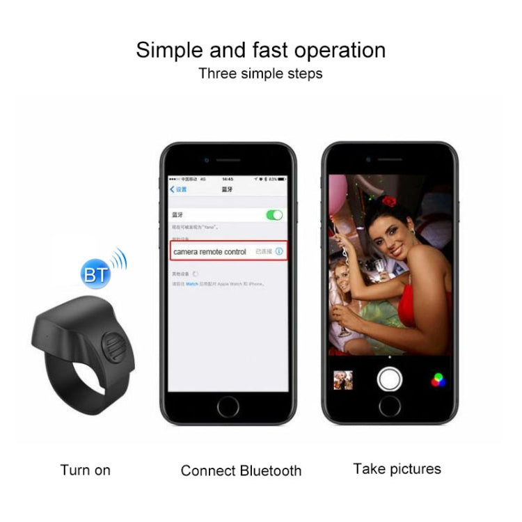 EPSK-010 Bague de télécommande Selfie avec contrôleur de caméra de téléphone Bluetooth 5.1