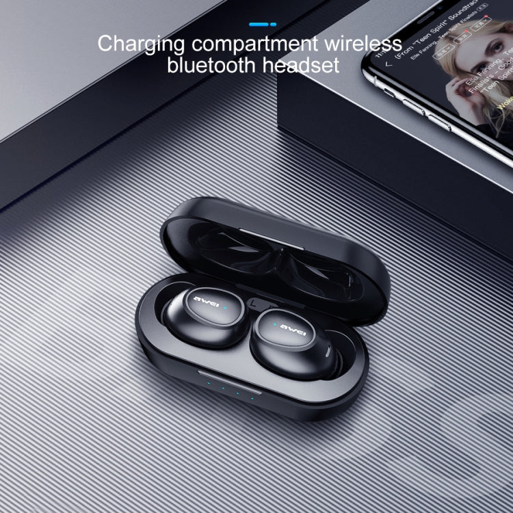 Casque de sport sans fil TWS Bluetooth V5.0 awei T6 avec boîtier de chargement