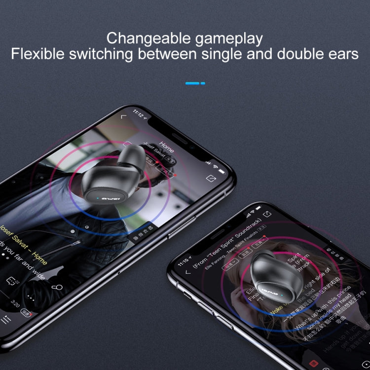 Casque de sport sans fil TWS Bluetooth V5.0 awei T6 avec boîtier de chargement