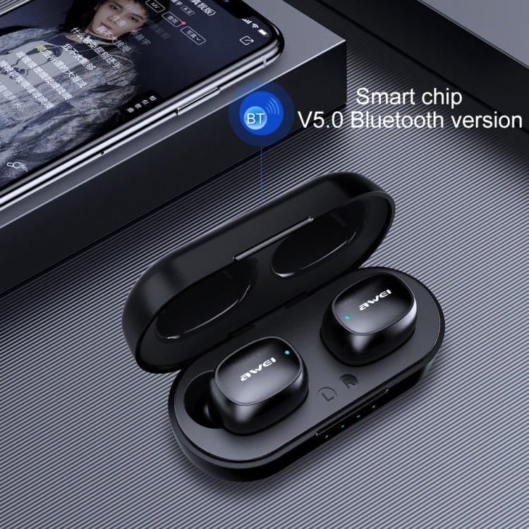 awei T13 TWS Bluetooth V5.0 Casque de sport véritablement sans fil avec étui de recharge