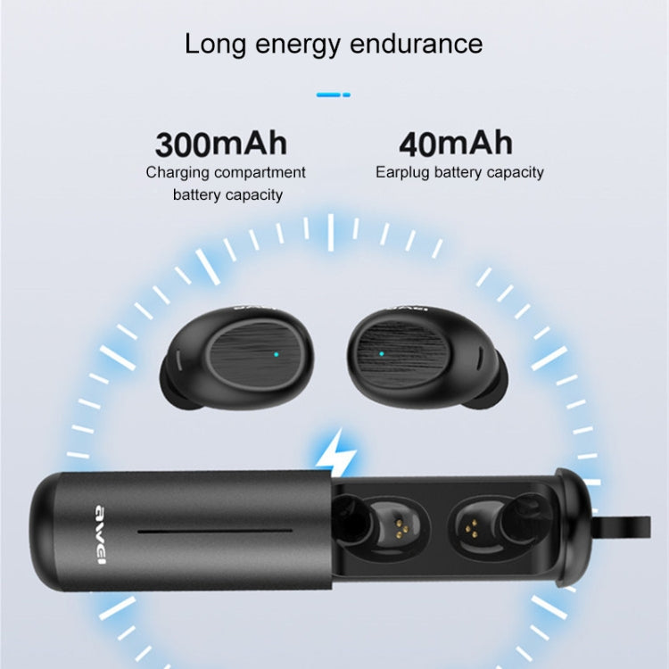 awei T55 TWS Bluetooth V5.0 Casque de sport sans fil avec étui de chargement portable