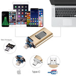 Disque flash coulissant Richwell 3 en 1 16 Go de type C + 8 broches + USB 3.0 en métal avec fonction OTG