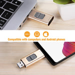 Richwell 3 en 1 64 Go Type-C + 8 broches + USB 3.0 Disque Flash Métallique Coulissant avec Fonction OTG