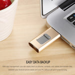 Disque flash coulissant Richwell 3 en 1 128 Go Type-C + 8 broches + USB 3.0 en métal avec fonction OTG
