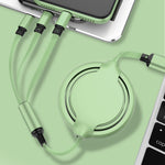 3.5A Câble rétractable de synchronisation et de charge en silicone liquide 3-en-1 USB vers USB-C / Type-C + 8 broches + Micro USB