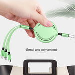 3.5A Câble rétractable de synchronisation et de charge en silicone liquide 3-en-1 USB vers USB-C / Type-C + 8 broches + Micro USB