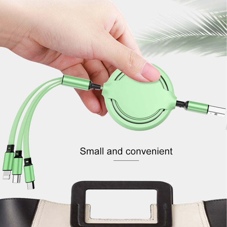 3.5A Câble rétractable de synchronisation et de charge en silicone liquide 3-en-1 USB vers USB-C / Type-C + 8 broches + Micro USB