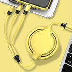 3.5A Câble rétractable de synchronisation et de charge en silicone liquide 3-en-1 USB vers USB-C / Type-C + 8 broches + Micro USB