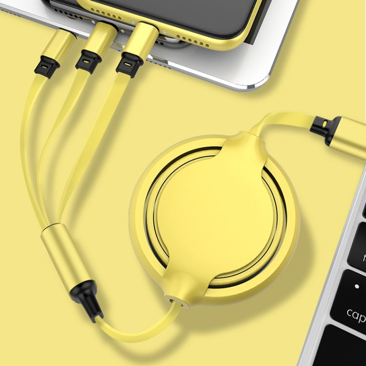 3.5A Câble rétractable de synchronisation et de charge en silicone liquide 3-en-1 USB vers USB-C / Type-C + 8 broches + Micro USB