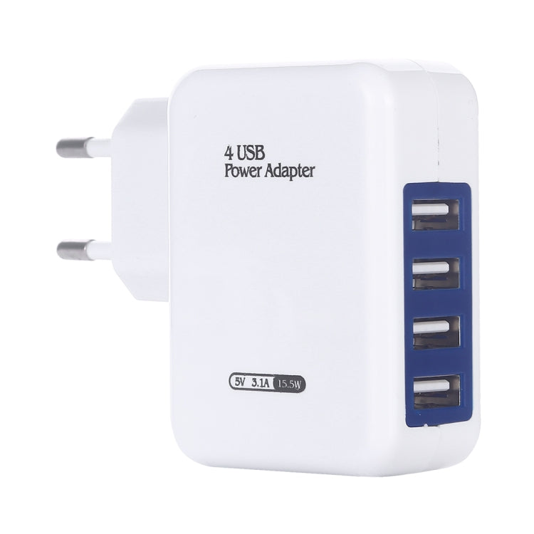 HT-CD03 Chargeur mural 4 ports USB 15.5W 5V 3.1A, chargeur de voyage, prise EU, HT-CD03