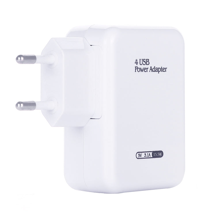 HT-CD03 Chargeur mural 4 ports USB 15.5W 5V 3.1A, chargeur de voyage, prise EU, HT-CD03