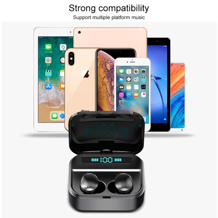 Écouteurs Bluetooth stéréo sans fil binauraux X7 TWS V5.0 avec étui de chargement et affichage numérique