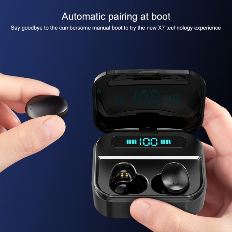 Écouteurs Bluetooth stéréo sans fil binauraux X7 TWS V5.0 avec étui de chargement et affichage numérique