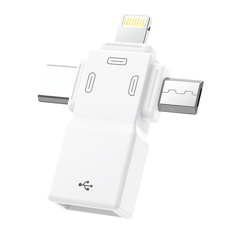 Adaptateur OTG USB 2.0 vers 8 broches + USB-C / Type-C + Micro USB