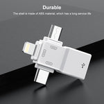 Adaptateur OTG USB 2.0 vers 8 broches + USB-C / Type-C + Micro USB