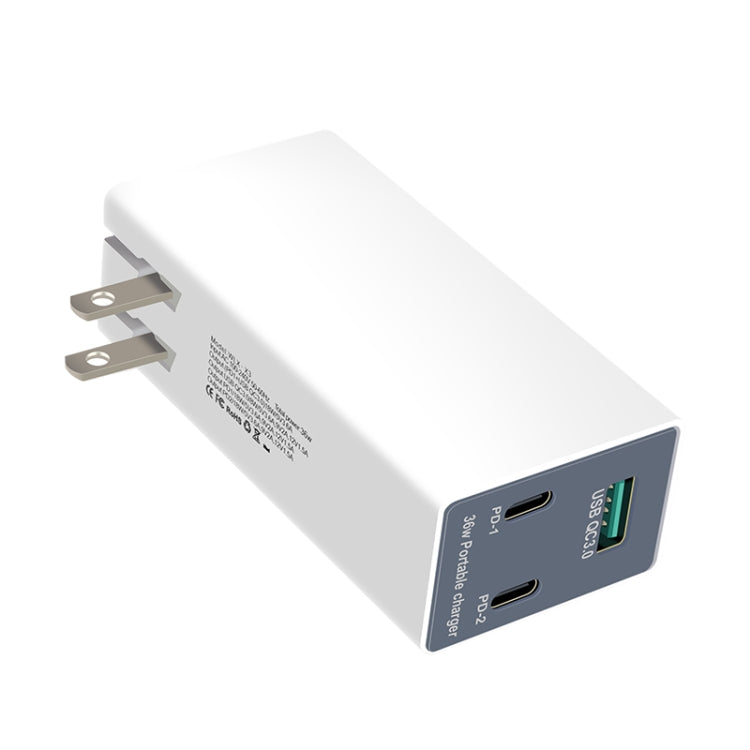WLX-X3 Chargeur USB multifonction portable à broches pliables à 90 degrés de 36W, prise américaine