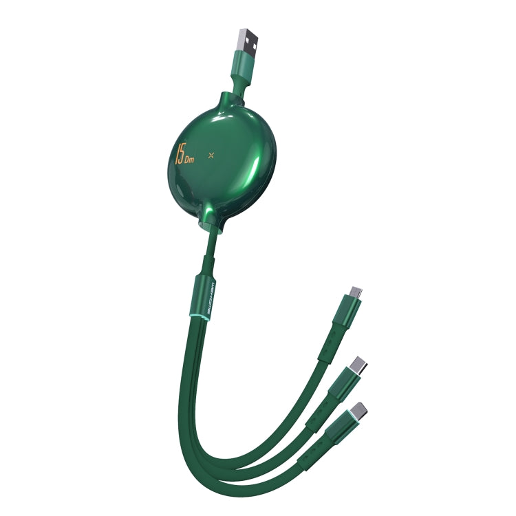 WK WDC-124 3A 3 en 1 Câble de Données de Charge Télescopique Série Bona 8 Broches + Type-C / USB-C + Micro USB, Longueur : 1,5m