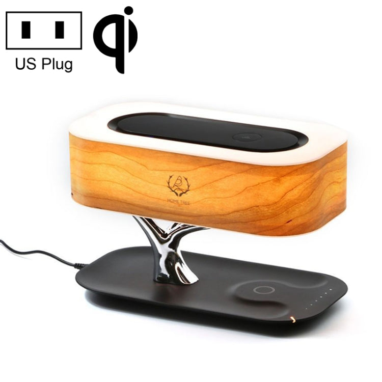 Lampe de bureau enceinte Bluetooth Tree Light avec chargeur sans fil pour téléphone, prise US, prise US