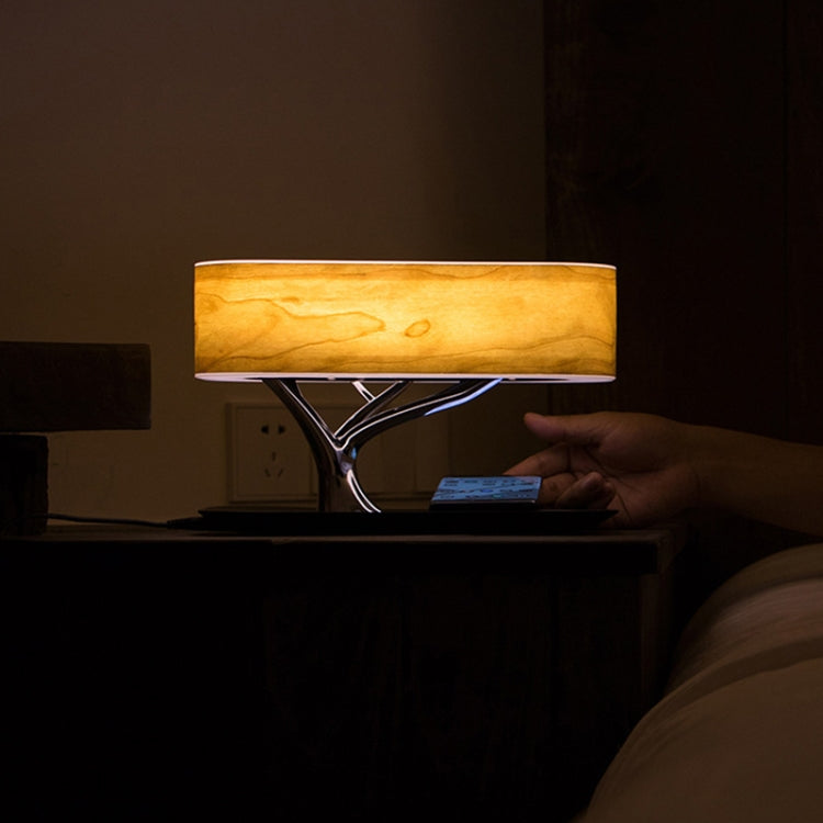 Lampe de bureau enceinte Bluetooth Tree Light avec chargeur sans fil pour téléphone, prise US, prise US