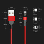 Câble de charge magnétique rotatif tressé en nylon USB vers 8 broches sortie 2A 1m, 8 broches 1m