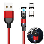 Câble de charge magnétique rotatif tressé en nylon 3 en 1 USB vers 8 broches + USB-C / Type-C + Micro USB sortie 2A 2m, 3 en 1 2m, 3 en 1 2m