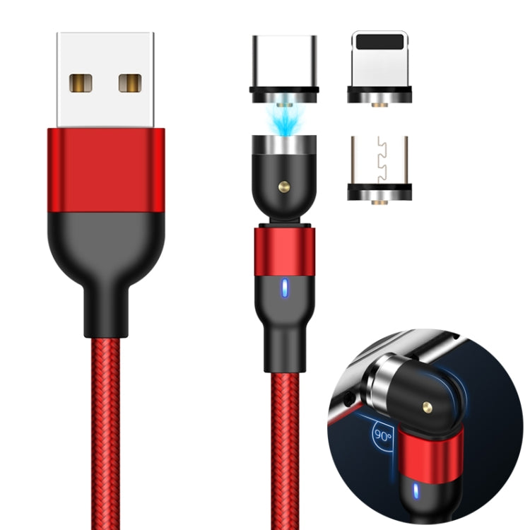 Câble de charge magnétique rotatif tressé en nylon 3 en 1 USB vers 8 broches + USB-C / Type-C + Micro USB sortie 2A 2m, 3 en 1 2m, 3 en 1 2m