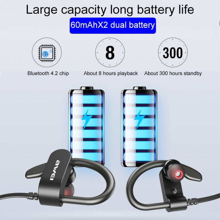 Écouteur Bluetooth sans fil, intra-auriculaire et étanche IPX4 awei WT50 avec microphone, WT50
