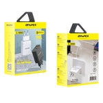 awei C-980 Chargeur de voyage à charge rapide 18W PD USB-C / Type-C + QC 3.0 USB, prise EU