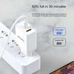awei C-980 Chargeur de voyage à charge rapide 18W PD USB-C / Type-C + QC 3.0 USB, prise EU