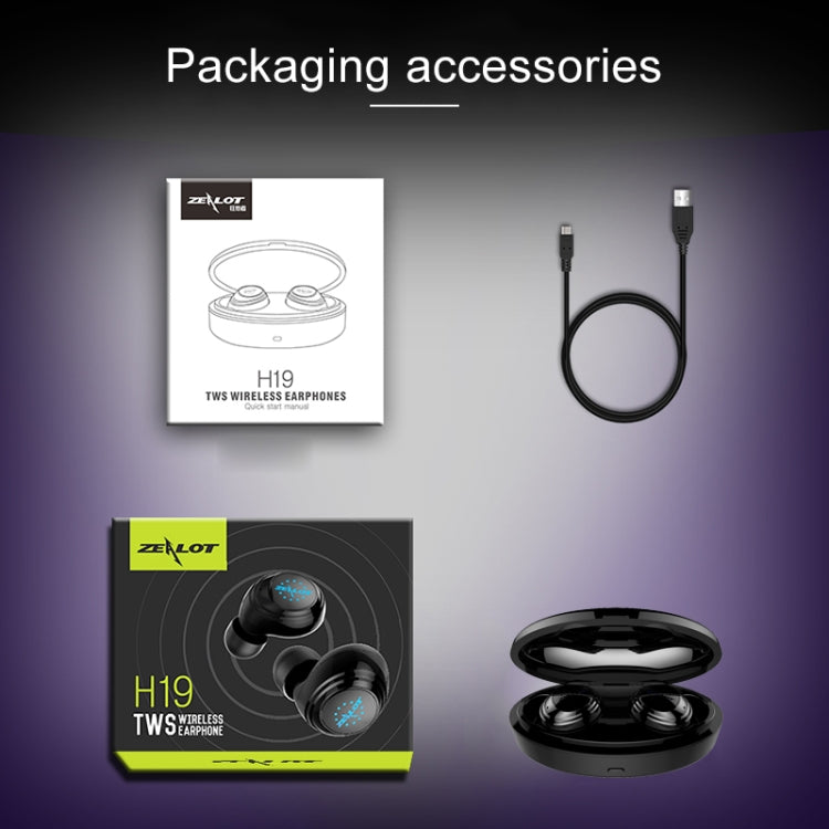 Écouteurs Bluetooth sans fil tactiles ZEALOT H19 TWS Bluetooth 5.0 avec boîtier de charge magnétique, prise en charge des appels HD et connexion Bluetooth automatique, H19