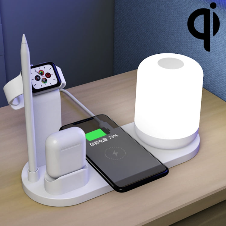 WS6 Lampe de Bureau Multifonction 10W avec 2 Ports USB + Port USB-C / Type-C et Chargeur sans Fil Qi