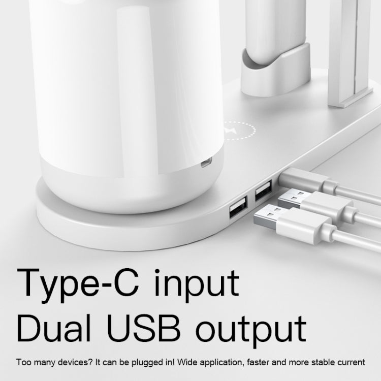 WS6 Lampe de Bureau Multifonction 10W avec 2 Ports USB + Port USB-C / Type-C et Chargeur sans Fil Qi