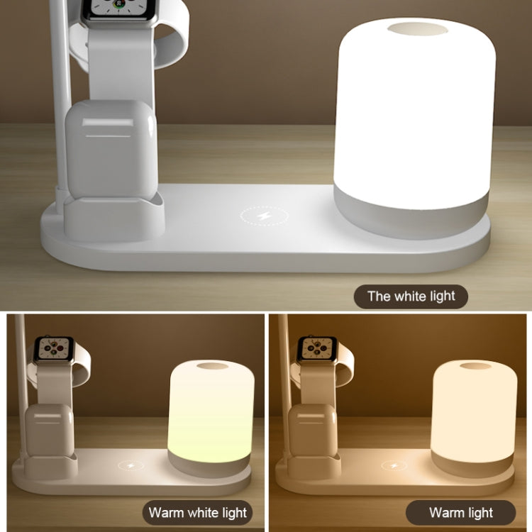 WS6 Lampe de Bureau Multifonction 10W avec 2 Ports USB + Port USB-C / Type-C et Chargeur sans Fil Qi