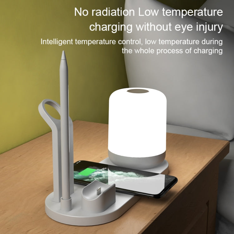 WS6 Lampe de Bureau Multifonction 10W avec 2 Ports USB + Port USB-C / Type-C et Chargeur sans Fil Qi