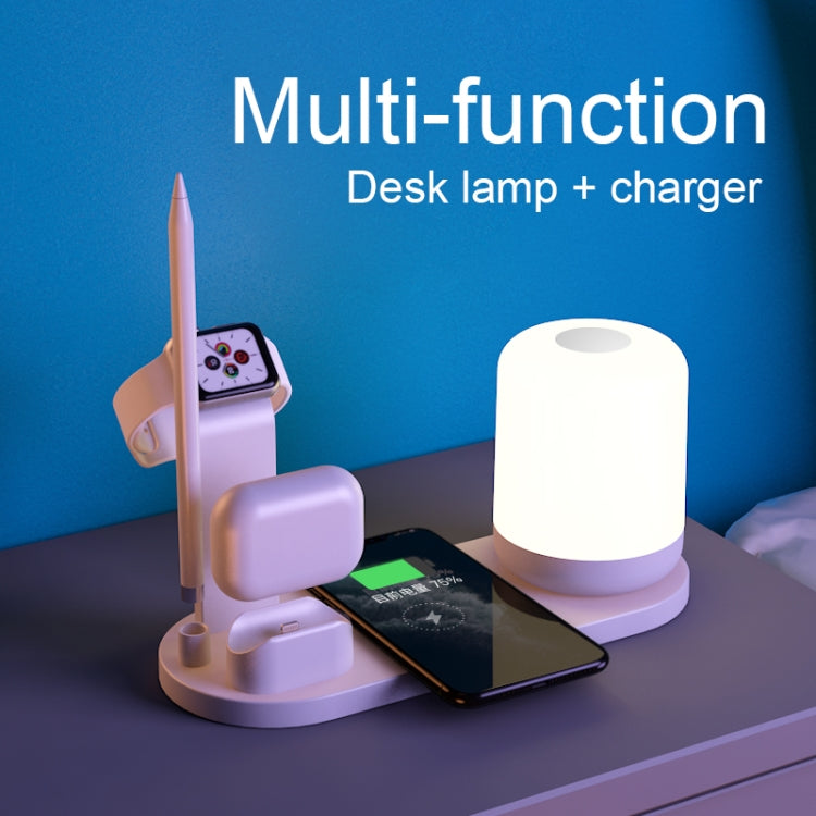 WS6 Lampe de Bureau Multifonction 10W avec 2 Ports USB + Port USB-C / Type-C et Chargeur sans Fil Qi