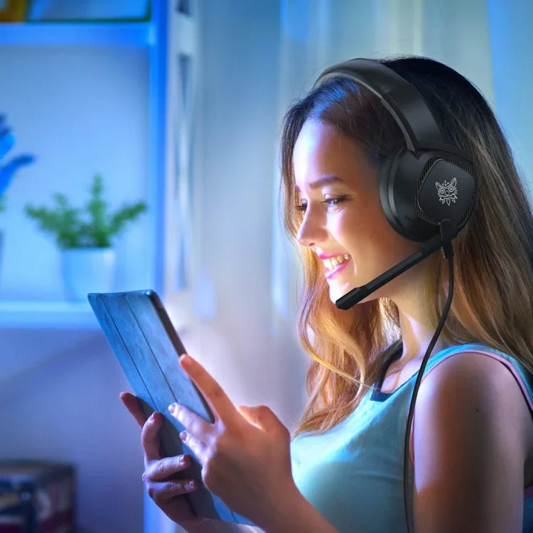 ONIKUMA K19 Casque Gaming à Prise Unique avec Microphone et Lumière Réglable
