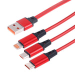 Câble de charge et de synchronisation rétractable 3 en 1 USB vers USB-C / Type-C + 8 broches + Micro USB de 1,2 m