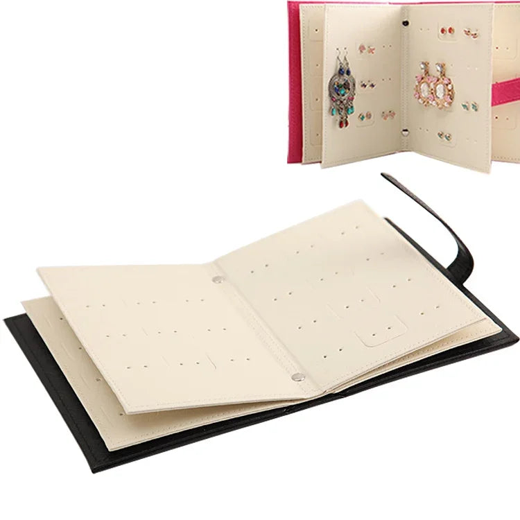 Présentoir à bijoux portable en forme de livre, créatif et portable, pour boucles d'oreilles, boîte de rangement.